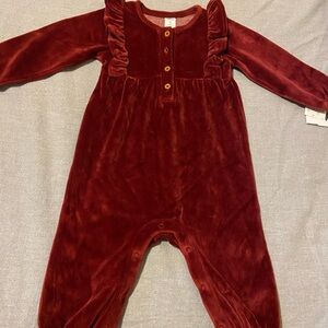 Nordstrom Baby Burgundy Ruffled One Piece
